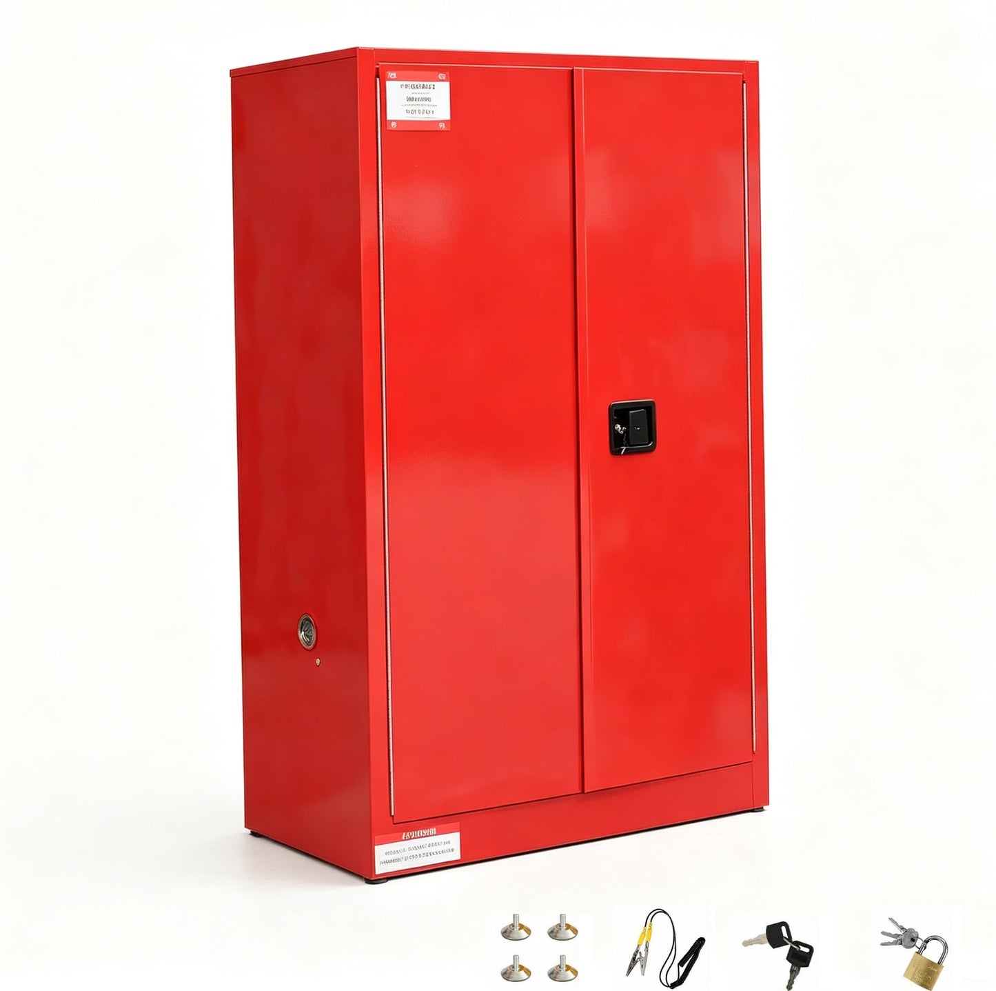 EliteEdge 45 Gal Flammable Safety Cabinet, 43" x 18" x 65" Galvanized Steel Industrial Flammable Liquid Storage Cabinet with Adjustable Shelves, Fireproof Double-Wall Design, Manual Close Doors, Red