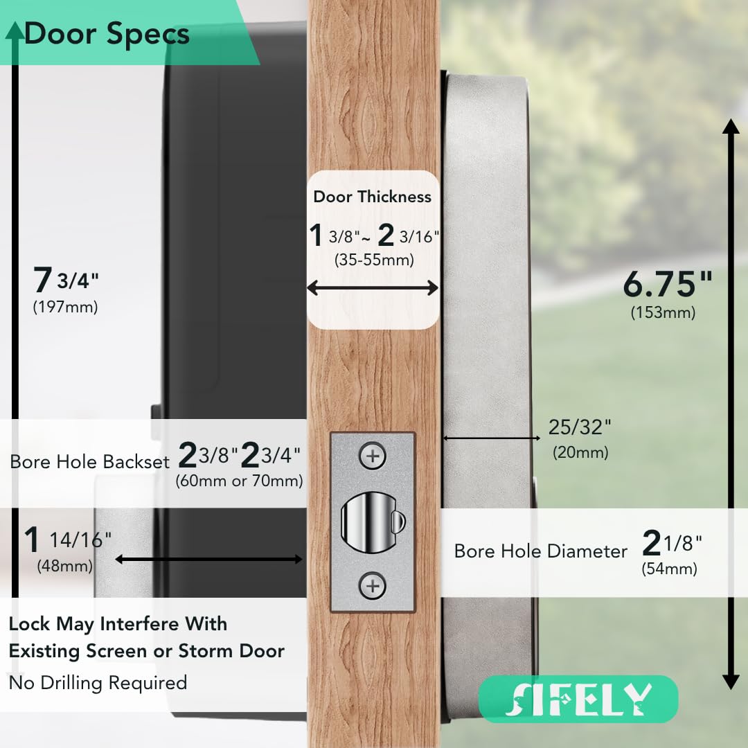 Built-in WiFi Fingerprint Smart Deadbolt with Keypad – Keyless Entry Lock for Home, Airbnb, Rental, Kids/Seniors, Remote App Access, Auto Lock, DIY Setup (No Gateway Needed), Alexa & Google Compatible