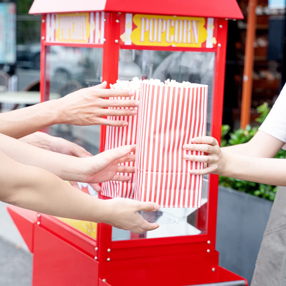 Restaurantware CART ONLY: Hi Tek Popcorn Stand For 8 Ounce Popcorn Maker 1 Red Popcorn Cart - Popcorn Machine Sold Separately 2 Wheels and 2 Locking Casters Stainless Steel Popcorn Popper Stand