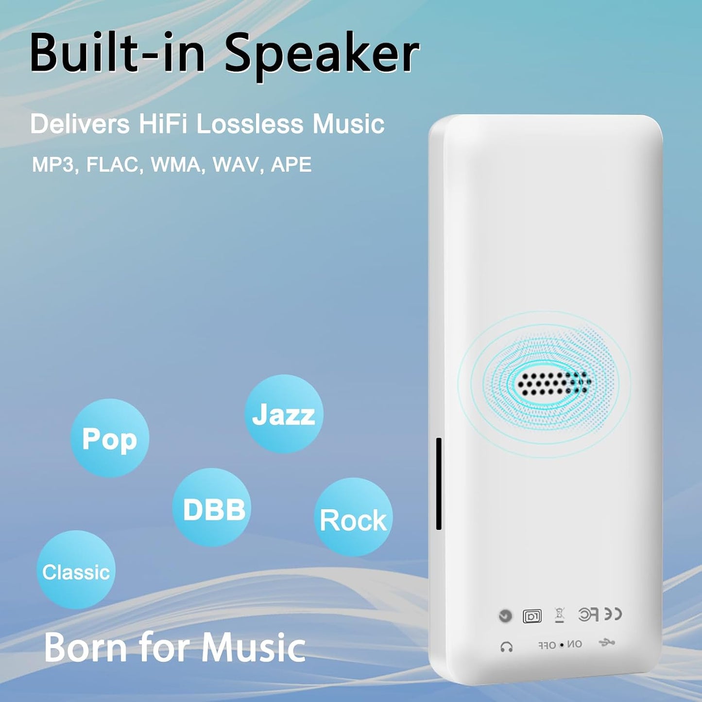 skybess MP3 64GB MP3 MP3 128GB Bluetooth Player with TF Card, Music Players with Speaker, Mini Media Player