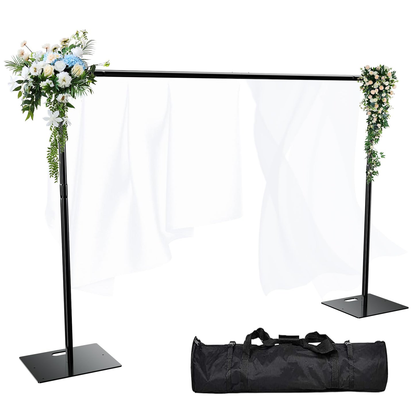 OPYRET Pipe and Drape Backdrop Stand Kit Backdrop Stand For Parties 8ftx10ft Adjustable Photo Backdrop Stand Heavy Duty Background Stand for Wedding Banquet Decorations Black