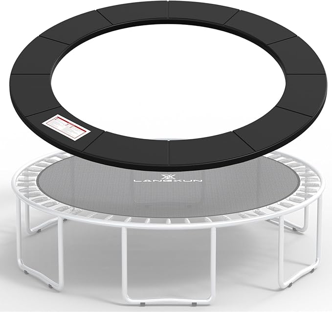 LANGXUN Universal Trampoline Repalcement Safety Pad, 8ft 10ft 12ft 14ft 15ft 16ft Waterproof Surround Spring Foam Cover for Round Frame