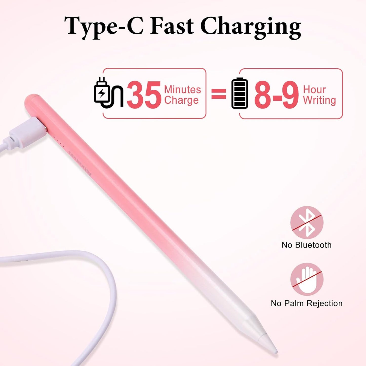 Albomao 4 Universal Stylus Pen for iPad iPhone Android Tablets, No Bluetooth or Pairing Needed, USB-C Fast Charging