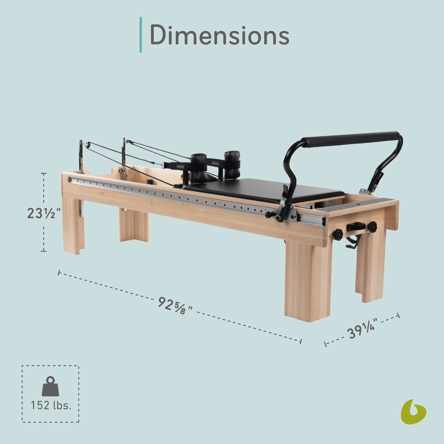 Balanced Body Clinical Pilates Reformer with 39-Inch Infinity Footbar, Pilates Exercise Equipment, Workout Equipment for Home or Studio