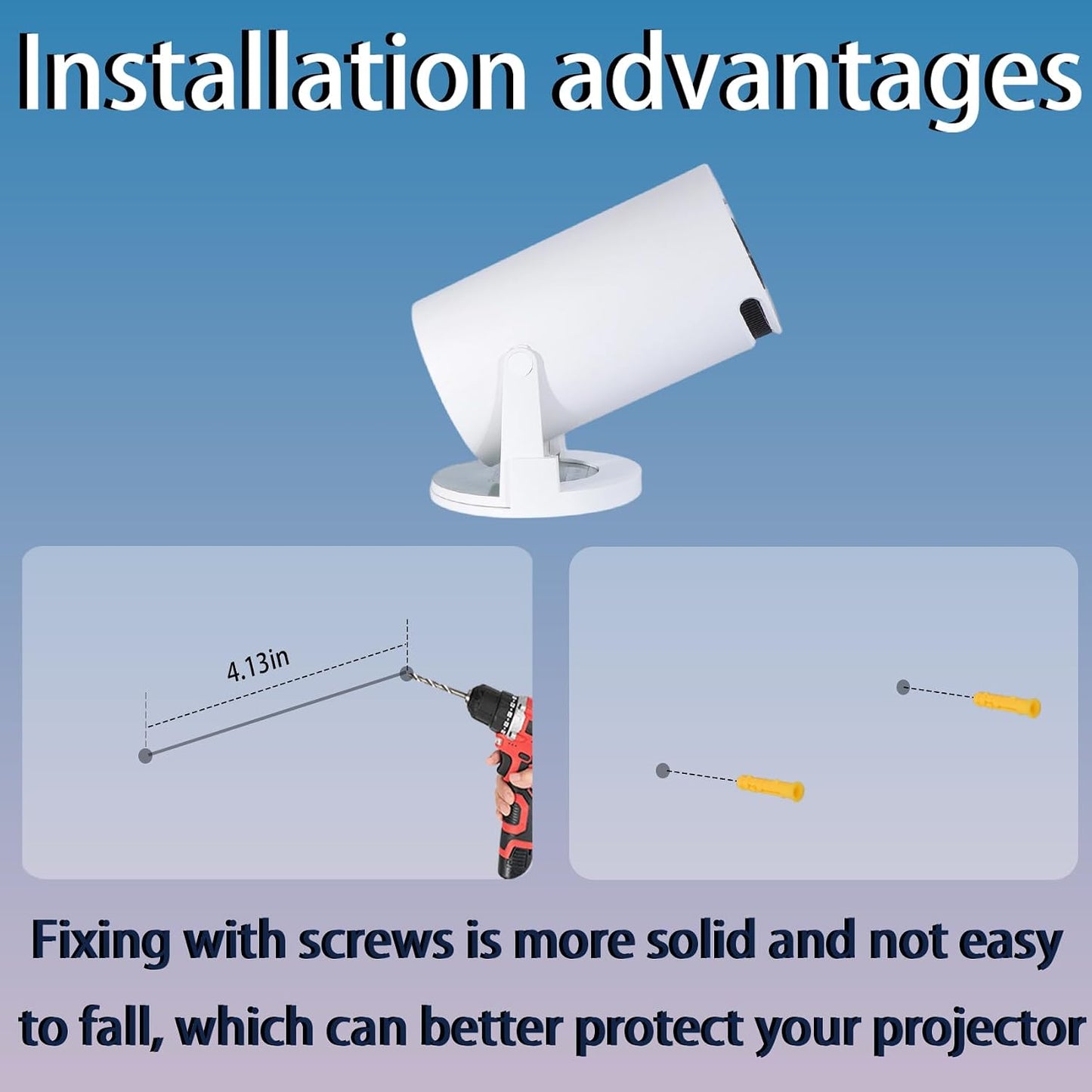 Tjfujie HY300 HY300 4K Mount,180 Pro Wall Mount Compatible with PRO Support Projector Ceiling Rotation Home Theater