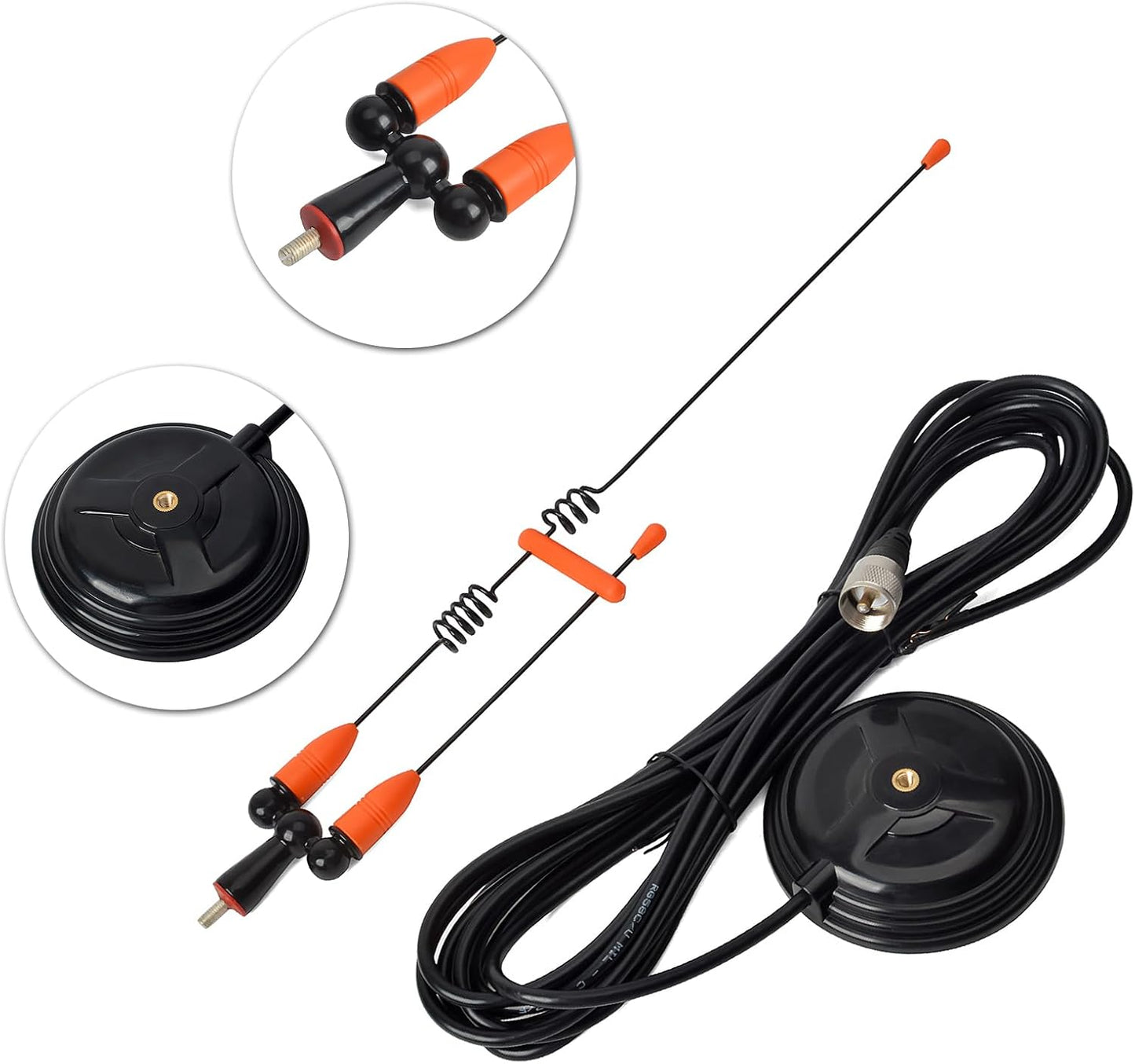 YNIBST 2m/70cm W/3.5-inch 13ft. RG-58 PL259 Dual Band Vehicle Car Mobile Antenna Magnetic Mount Connector, for BTECH