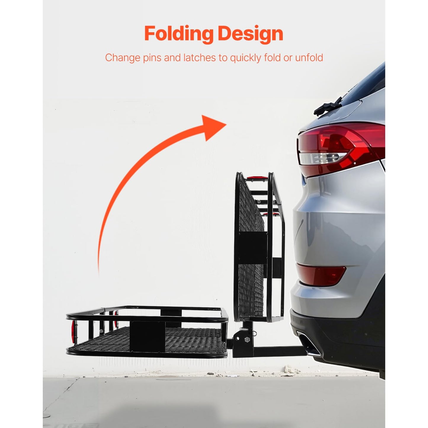 VEVOR 70" x 30" x 6", Hitch Cargo Carrier, 500 lbs Capacity with Ratchet Straps & Cargo Bag, Folding Hitch Mount Cargo Carrier Basket with Hitch Lock for 2" Receiver, Fit for SUVs