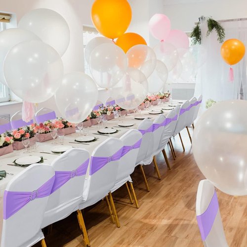 Babenest Spandex Chair Sashes - 50PCS Premium Stretch Covers with Buckle Slider for Weddings & Events | Purple