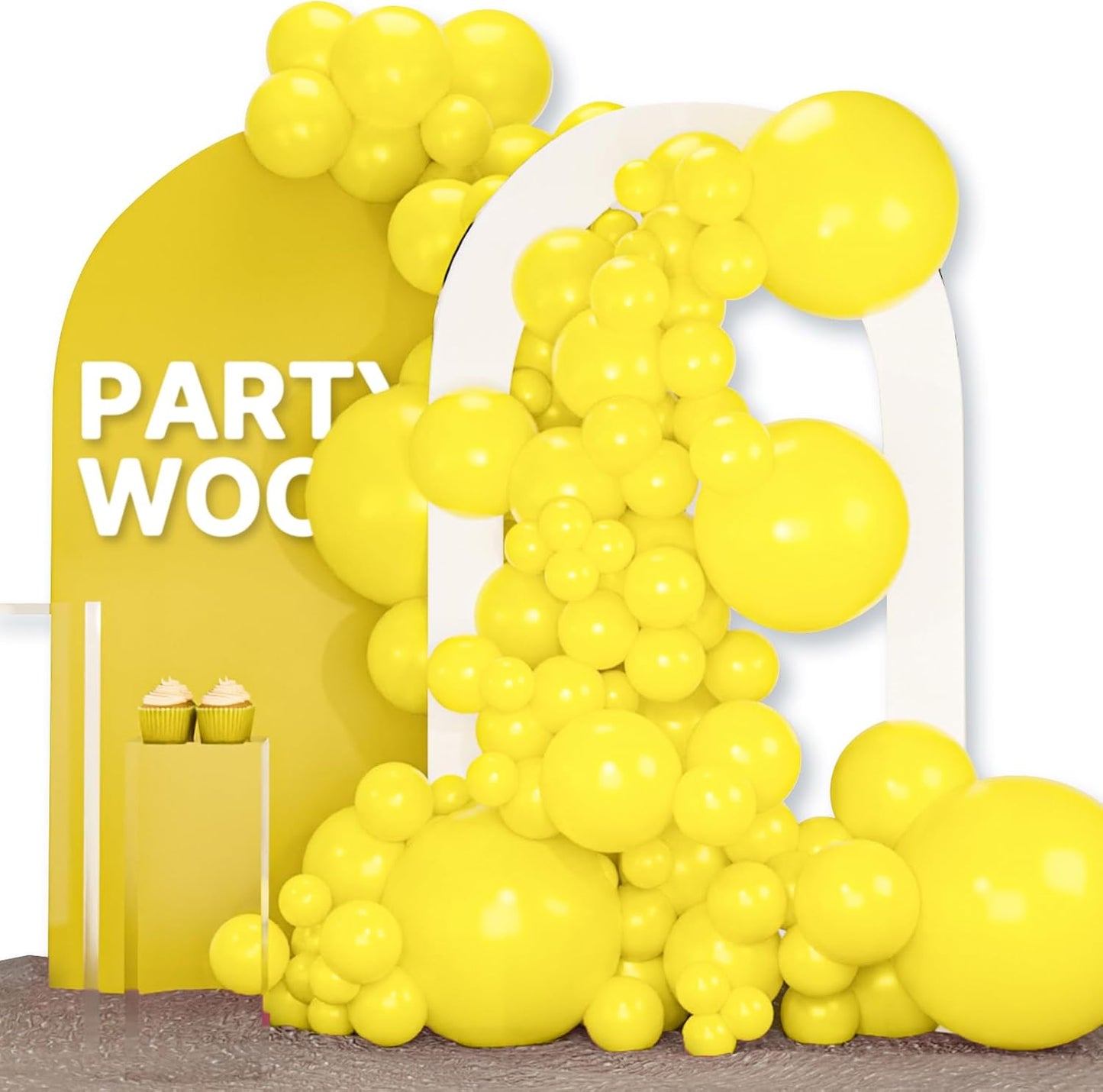 PartyWoo Yellow Balloons - 120-Piece Matte Latex Balloon Arch Kit | Various Sizes for Easter & Celebrations