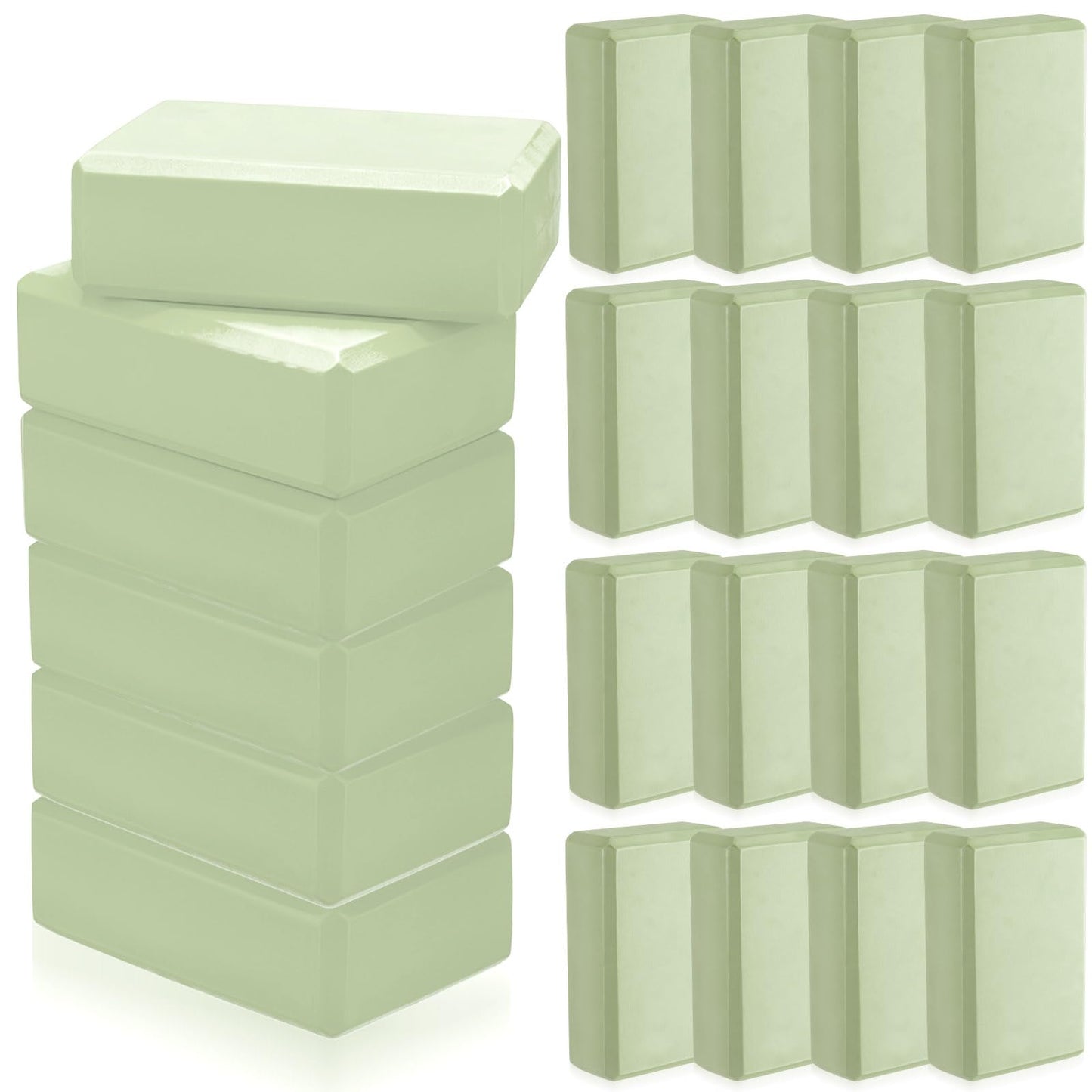 Outus 20 Pcs Yoga Blocks Bulk 9 x 6 x 3 Inch High Density Bricks to Improve Strength Flexibility Balance Soft Non Slip Gymnastic Blocks for Yoga Sports(Light Green)