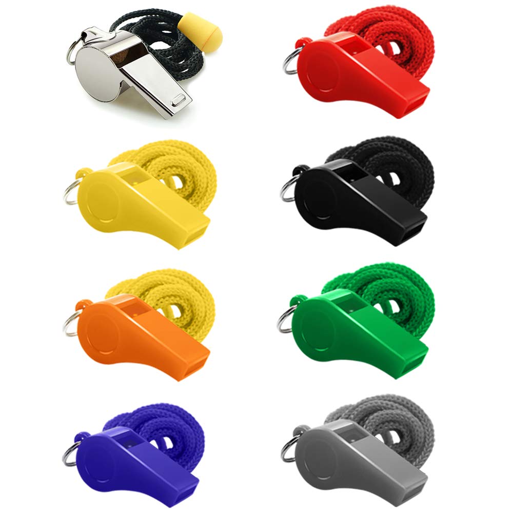 Whistle, 8PCS Sports Whistles with Lanyard, Loud Crisp Sound Whistles Bulk Ideal for Referees, Coaches, and Officials