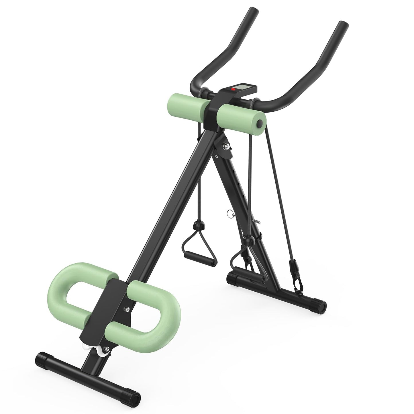 4 in 1 ab machine for stomach workout, adjustable ab trainer machine with LCD Monitor, Foldable ab workout machine With Knee and Back Protection, Load Capacity 400 LBS, Unisex, Green