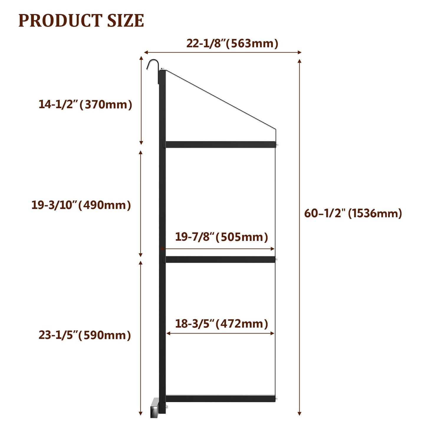 Shipping Container Shelving Bracket (4PCS), 3-Tier Powder Coated Steel Brackets, 1100 LBS Capacity, 22 in D x 60 in H, Quick Hang for Shipping Containers, Cargos, Warehouses & Garages, Heavy-Duty