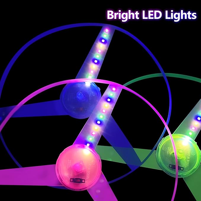 M.best 4 Sets LED Flying Set, Fun Flying Saucers Toys for Kids with Flashing Lights, Flying Toy Outdoor Toys Glow in The Dark Party Supplies Party Favors for Kids 4-8 8-12
