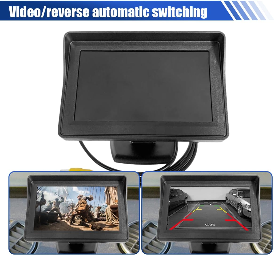YoRise 4.3 Inch 12V TFT LCD Car Color Parking Aid System Monitor Display, DC Automotive Rearview Reverse Camera