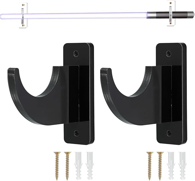uxcell Sword Wall Mount Holder, 1 Set Acrylic Light Saber Display Hanger Wall-Mounted Sword Stand Display for Light Saber Sword Wall Bracket, Black