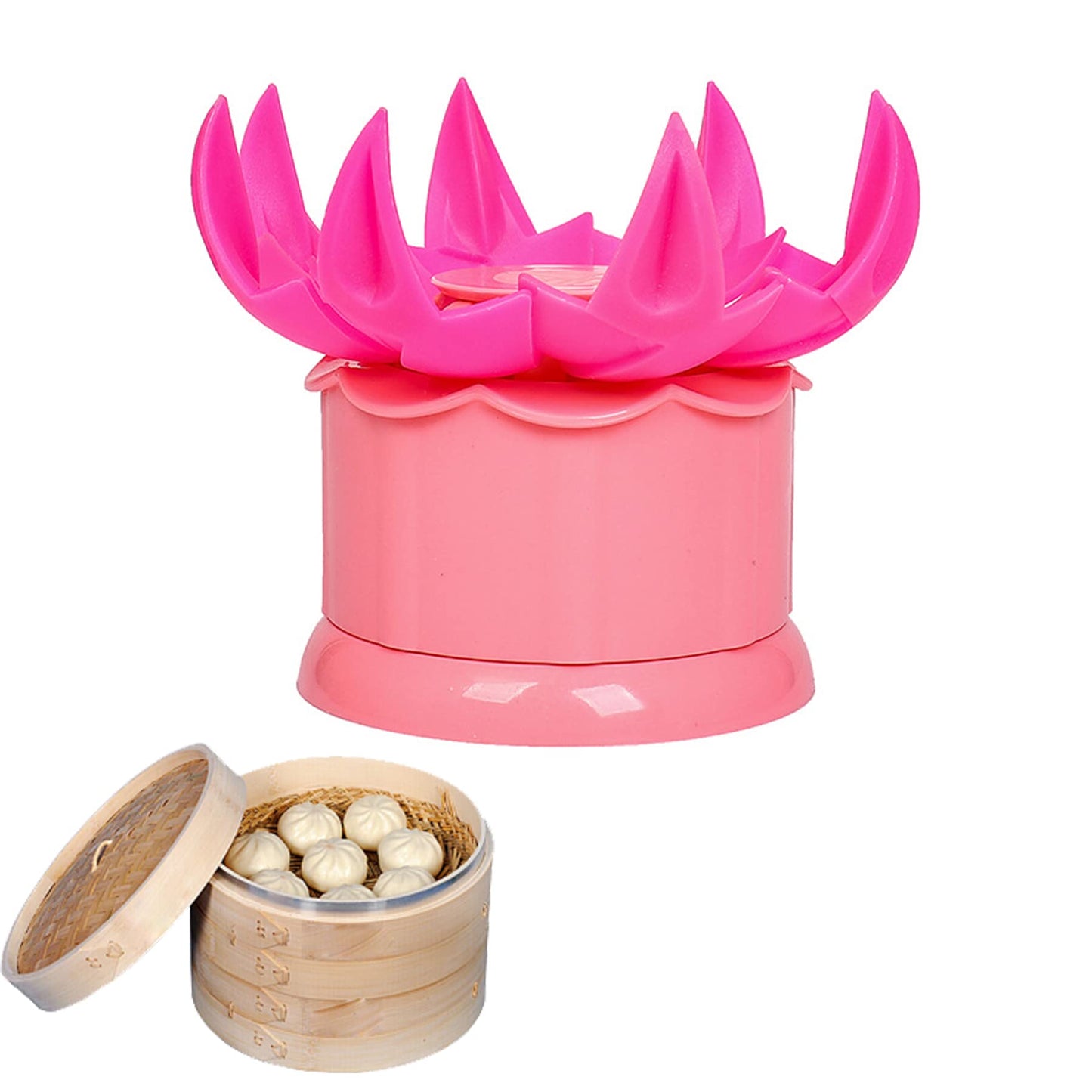 MGGi Large 2.36" Baozi Maker, Plastic Baozi Dumpling Molds, Bun Making Mould DIY Pastry Pie Steamed Stuffed Bun Tool, Bao Bun Moulds, Meat Bun Press Making -for Chinese Baozi, Steamed Bun - Pink