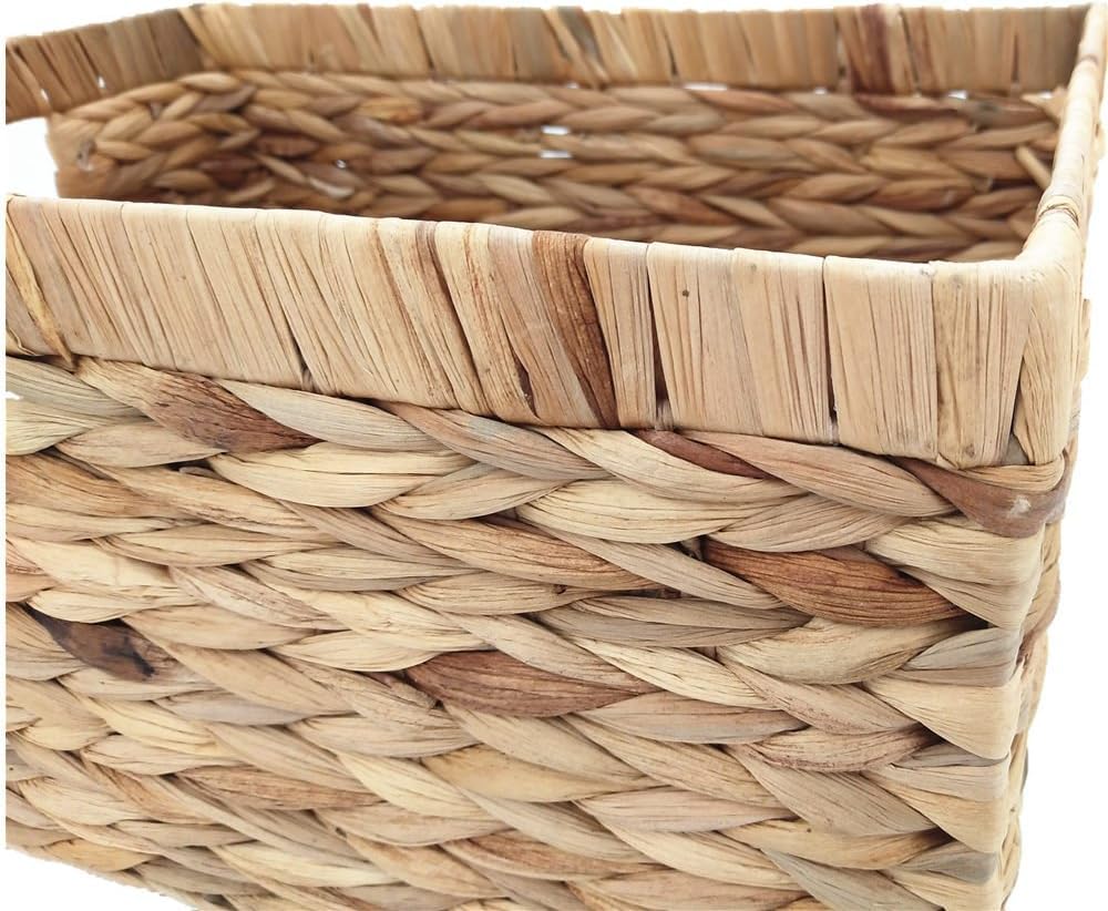 Xemussa Woven Storage Basket for Living Room, Woven Basket with Handles, Rectangle Basket for Bathroom, Laundry Basket, Hamper for Clothes, Storage Basket for Toys, 1 Pack L