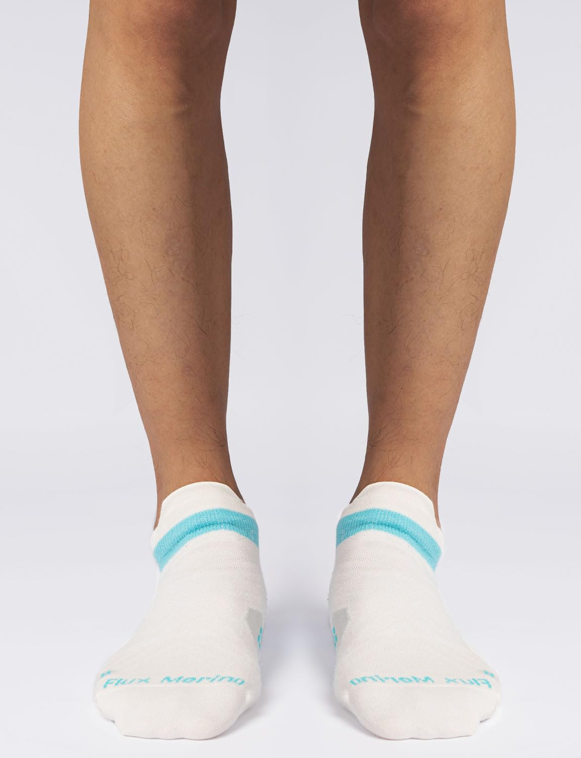 Juclise Thin Merino Wool Compression Running Socks No Show Athletic Cooling Moisture Wicking Anti Blister Cushioned(White | Aqua, L)