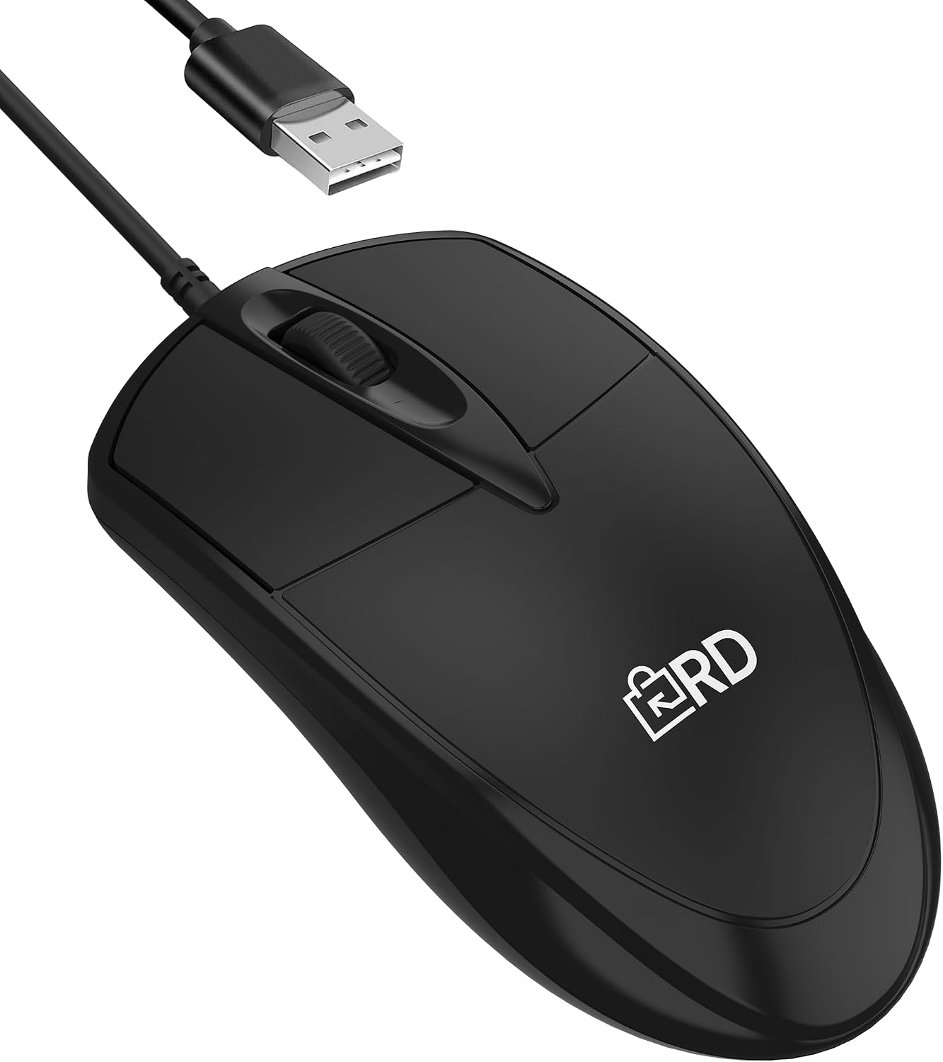 Retail Digitals 3-Button USB Wired Mouse | High-Precision Optical Tracking | Durable for Desktop & Laptop | Black