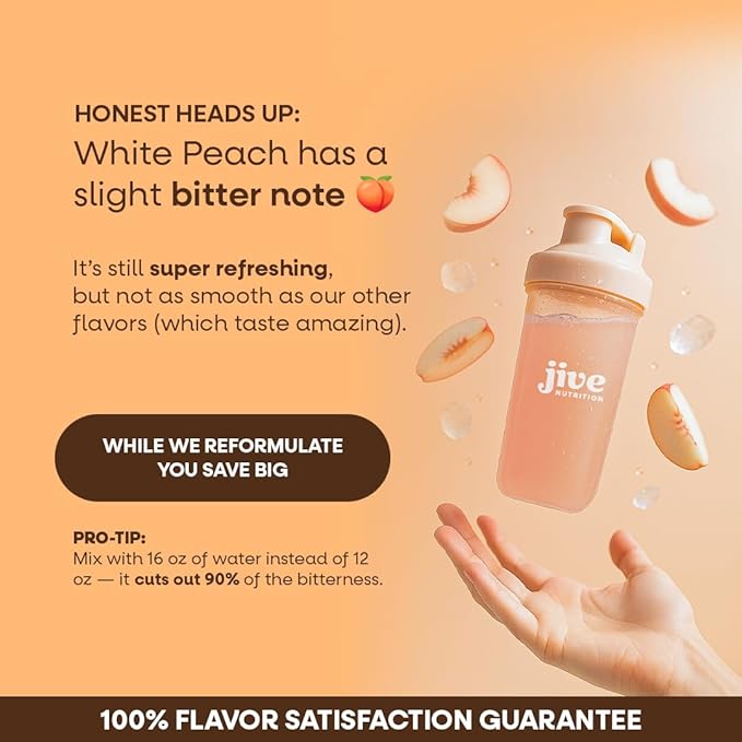 Jive Clear Protein Powder - 22g Grass-Fed Whey Isolate, 25 Servings - White Peach - 895mg of Electrolytes - Zero Added Sugar - Clear Drink Protein Water & Juice