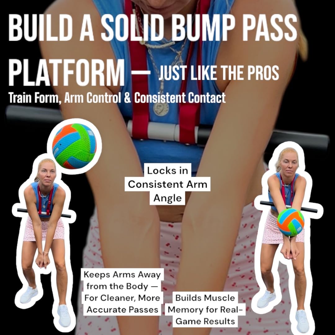 BOARDEE Bump-Pass Volleyball Training Equipment Kit for Proper Passing Technique – Foldable Sticks with Adjustable Fit and Foam-Padded Ends – Training Volleyball Gifts for Solo or Team Practice