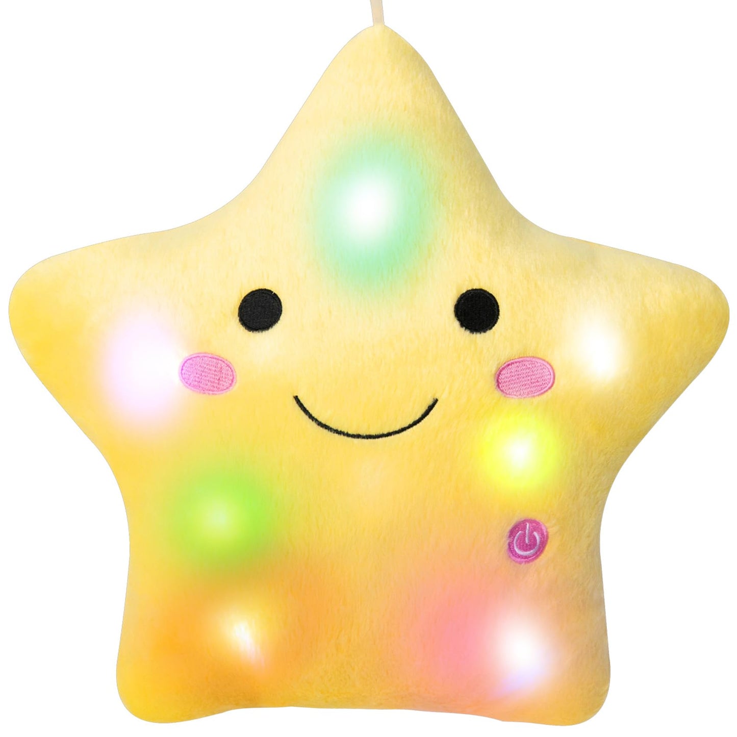 DearSun 13.8" Light Up Twinkle Star Pillow, LED Star Plush Pillow with Colorful Night Lights, Soft Glowing Stuffed Star Toy Cute Throw Pillow for Kids, Birthday Gift, Bedroom, Nursery(Yellow)