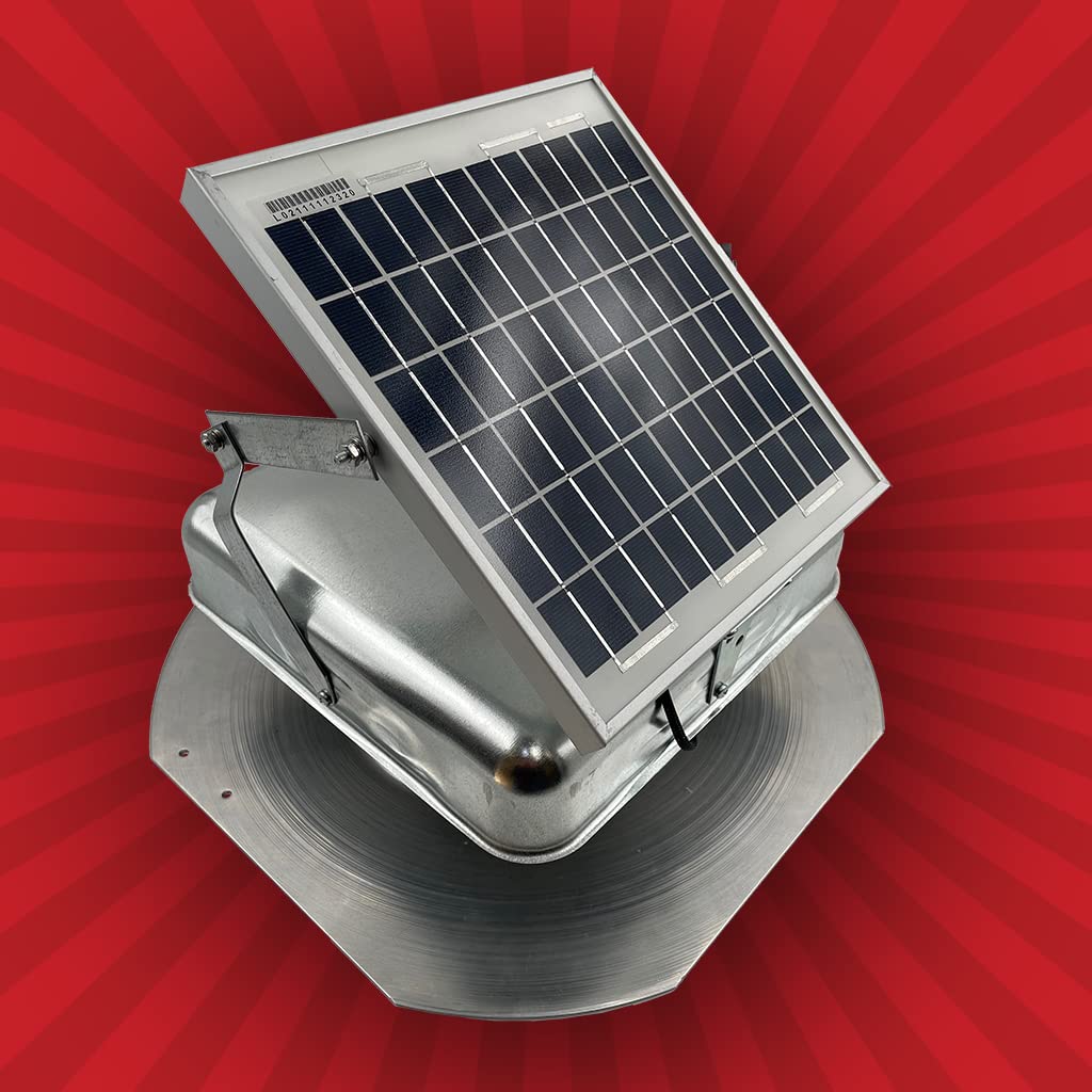 Solar Mega RoofBlaster 2.0 with Galvanized Vent (Adjustable Solar Panel Mount) | Solar Attic Vent | Solar Roof Vent | Solar Roof Attic Fan | New & Improved Design