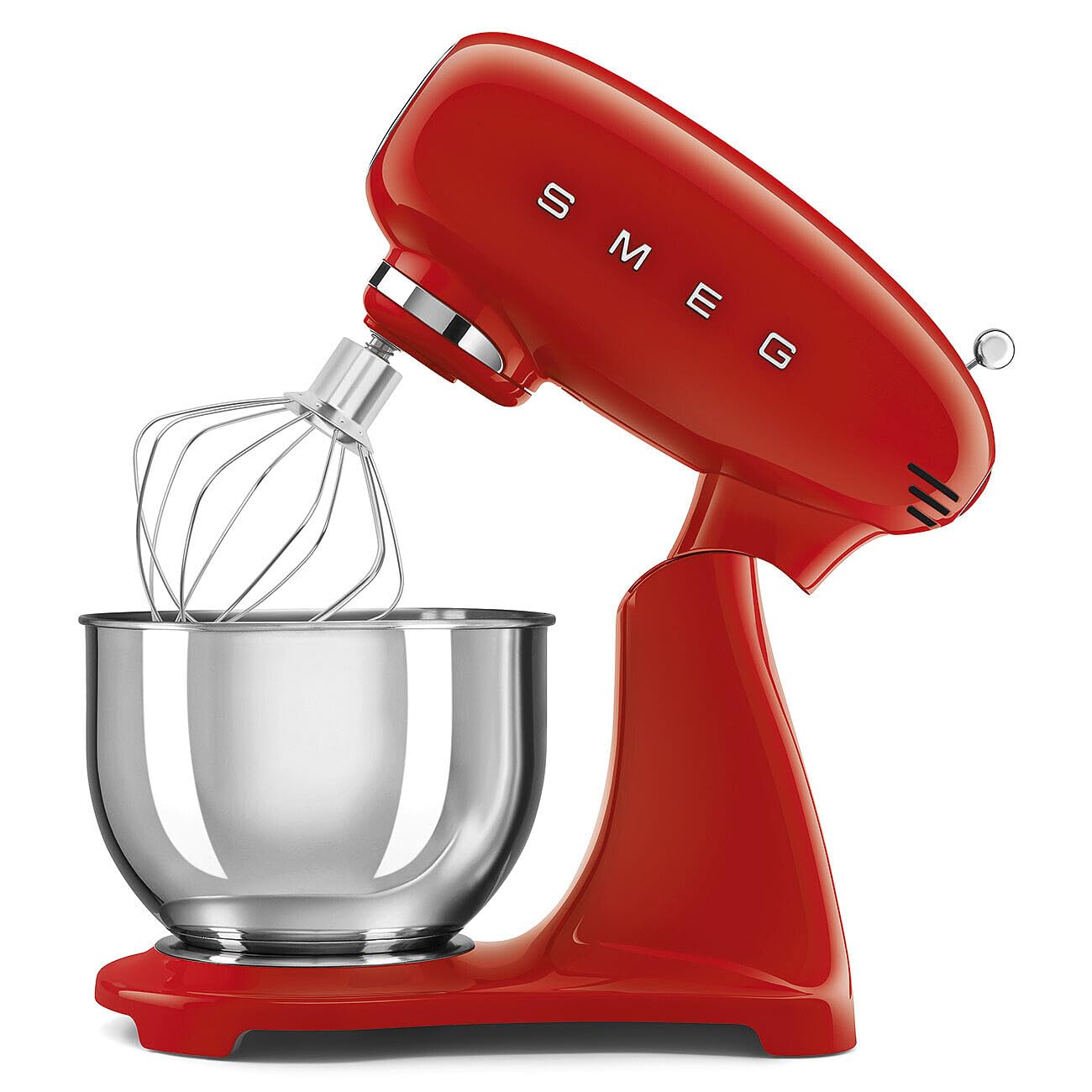 SMEG SMF05 Forte 5-Qt Stand Mixer with 750W Motor, Smooth Start & SteadyMix, Flex Edge Beater, 10 Speeds, Stainless Steel Bowl – Retro 50’s Style Planetary Mixer for Dough, Baking & Desserts-Red