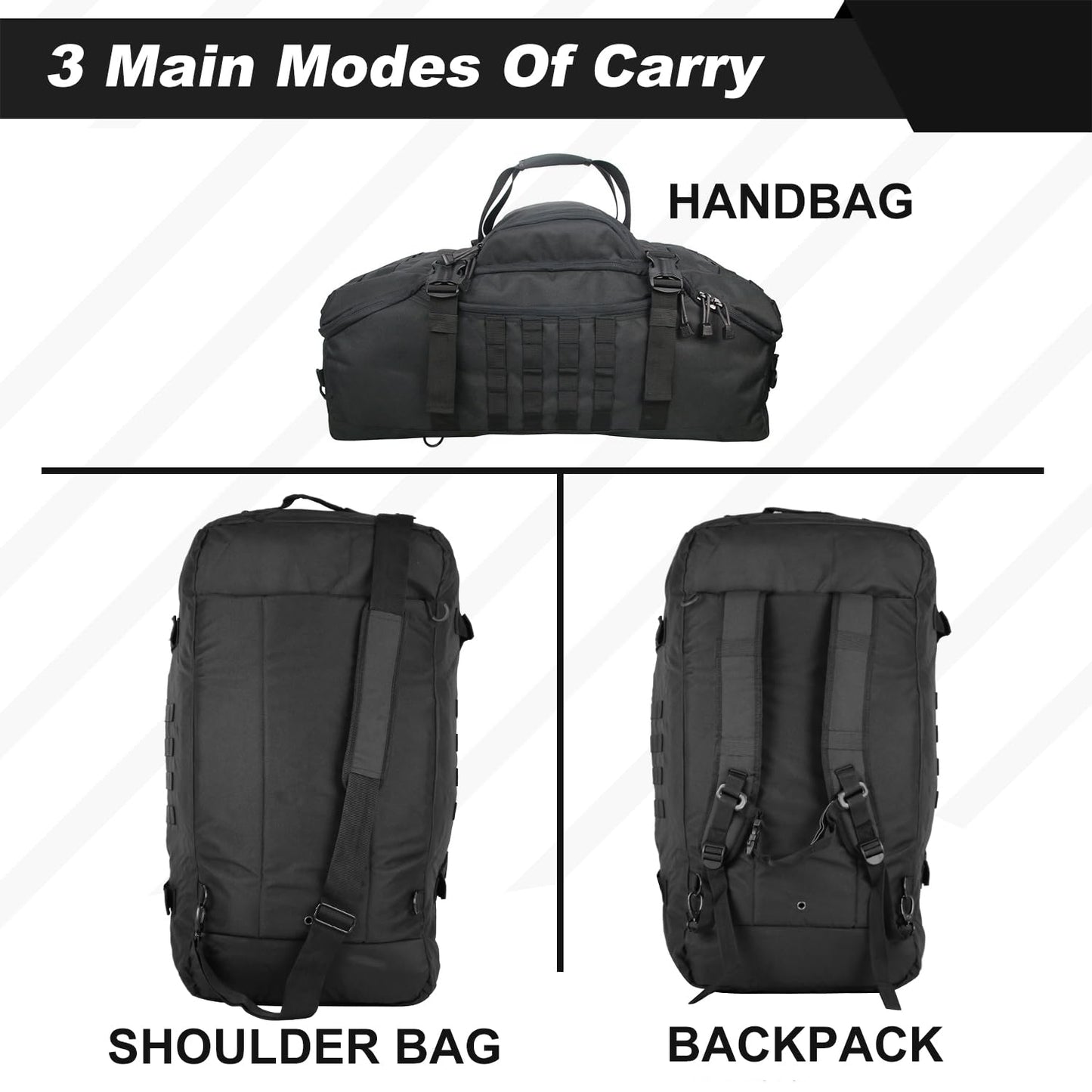 3 In 1 Tactical 30L Military Backpack Travel Duffle Bag for Weekender Gym Workout Deployment