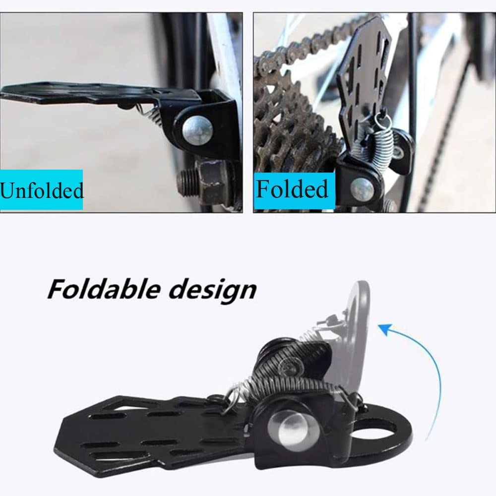 YehVeh 4 Pack Mini Bicycle Rear Pedals Bike Pegs Folding Foot Rest Mount Stand for Mountain Bicycles Rear Seat Pedal Child Kids Bikes Peg Metal Plate Cycling Footrest Accessories
