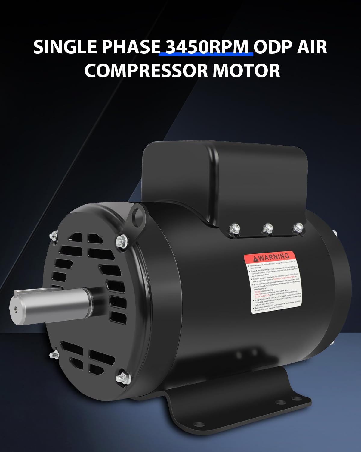7.5HP Air Compressor Motor ODP 3450RPM, Single Phase 184T Frame Motor, 208V-230V, 1-1/8"Shaft Diameter Rolled Steel Shell