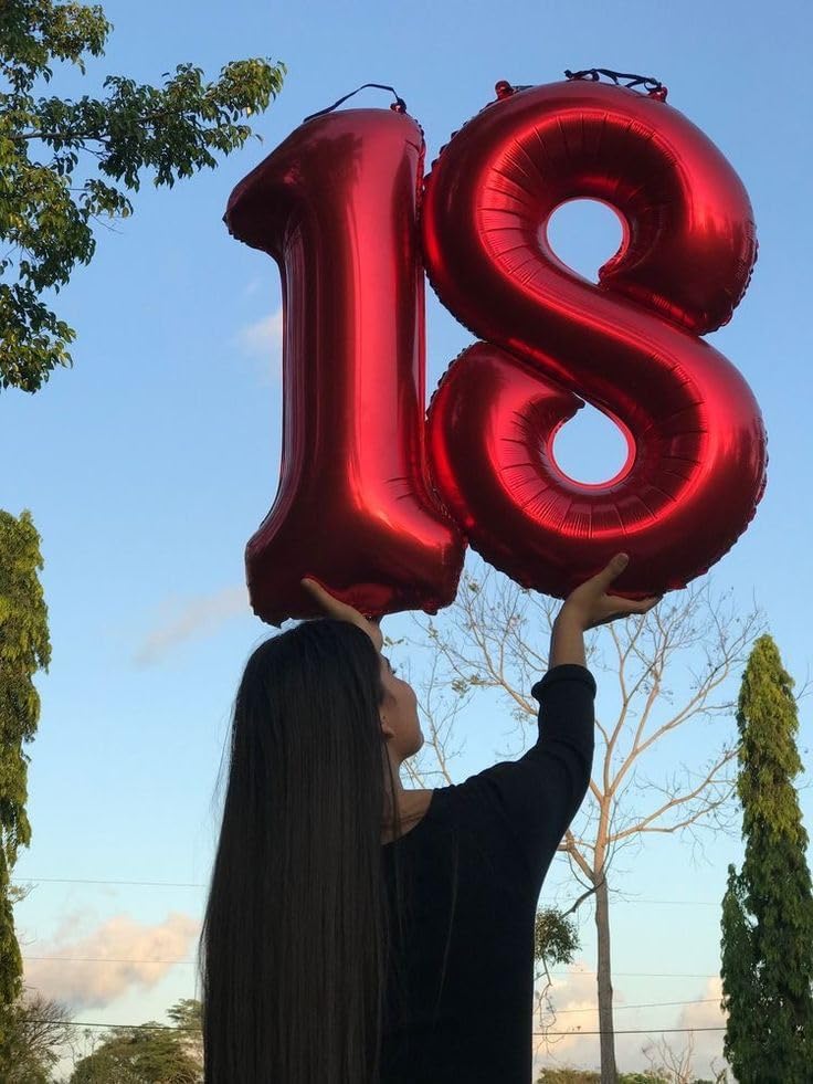 Numbers Balloons 40 Inch Red - 18th Birthday Party Decoration for Men & Women | Big Foil Balloon