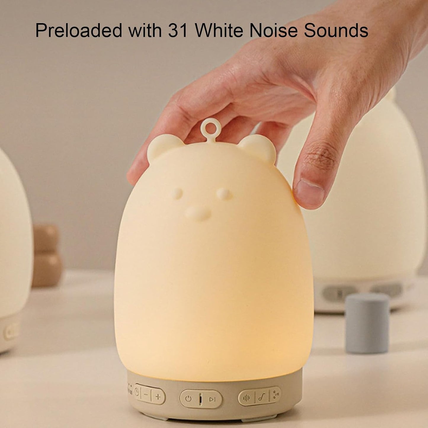 Zopsc Dimmable 2W Bluetooth Speaker Night Light, Portable Cute Bear Design with Color, Speaker and White Noise Sound