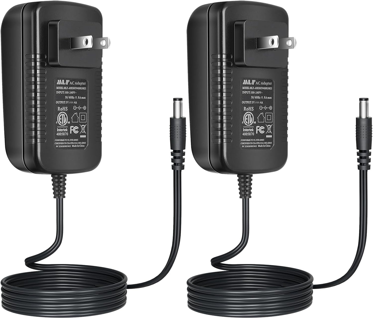 Security-01 2-Pack 5V 4A 5.5mm 2.1mm,UL AC to DC Power Supply Adapter, Plug x Listed