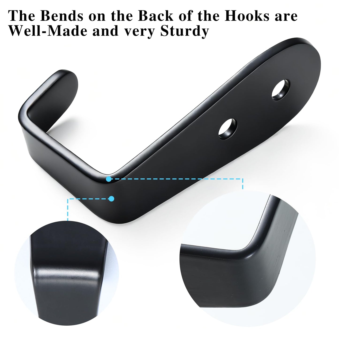 IBERDE Stainless Steel Hooks for Hanging, Heavy Duty Hook, Wall Hooks Key Holder Wall Mount Hanger Coat Hook Garage Storage Screw Utility Hooks, 8 Pack (Black)