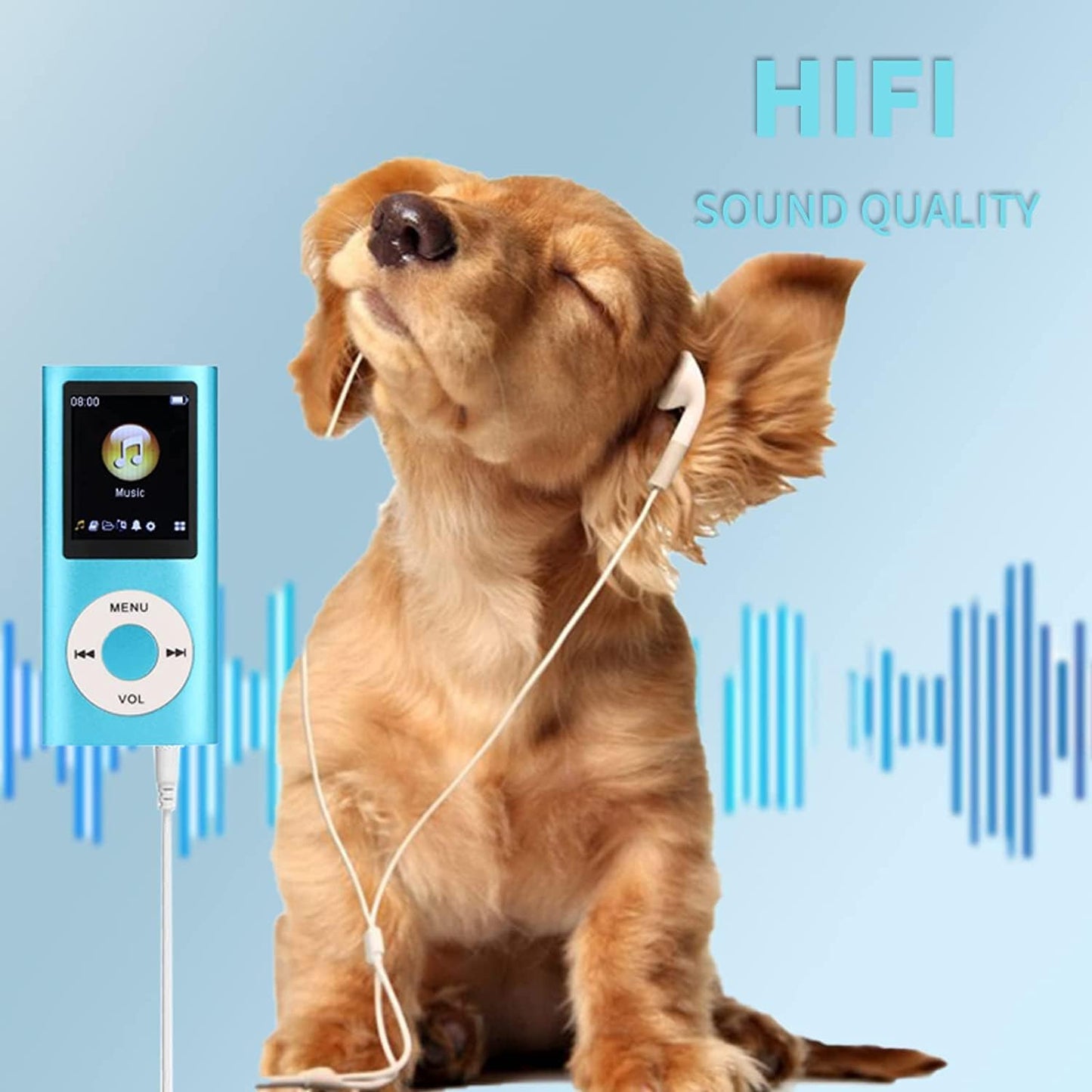 Luqeeg MP3 MP3 1.8 Inch Player, Portable Lossless Sound Slim Music Player with Earphone, LCD Screen Digital Music