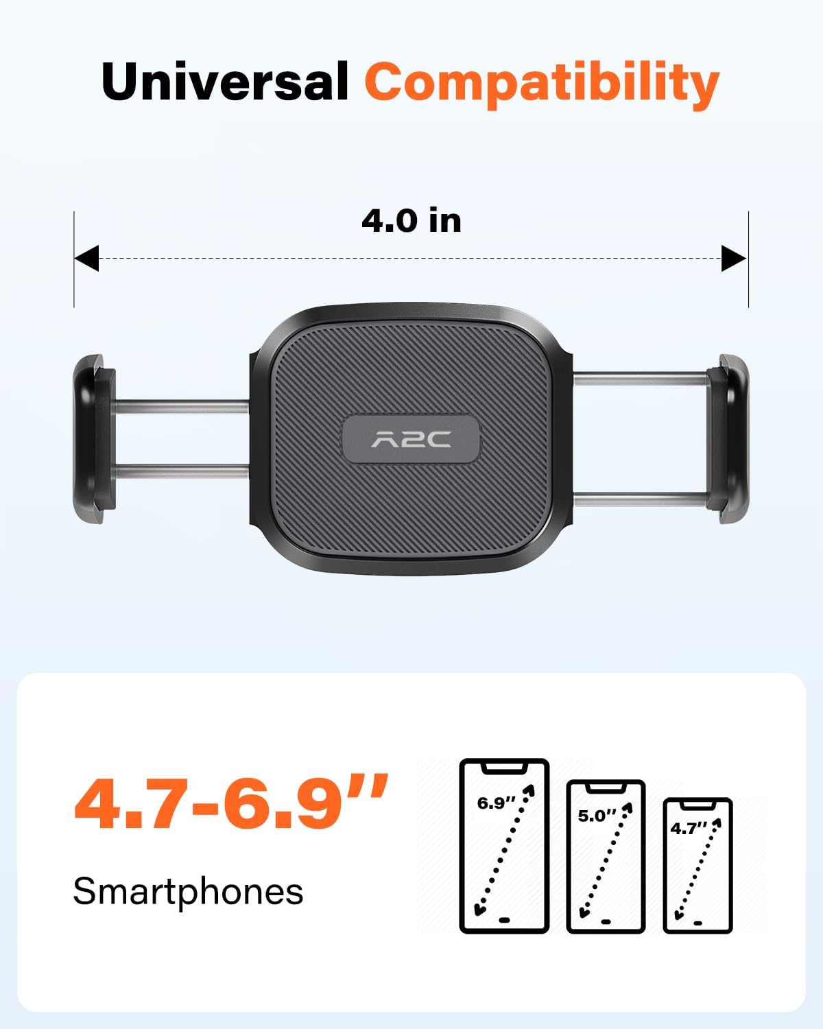 A2C 16.5 4.7-6.9" Flexible Phone Holder for Treadmill, Peloton, Stroller, Shopping Cart, Desk, Portable Gooseneck Long