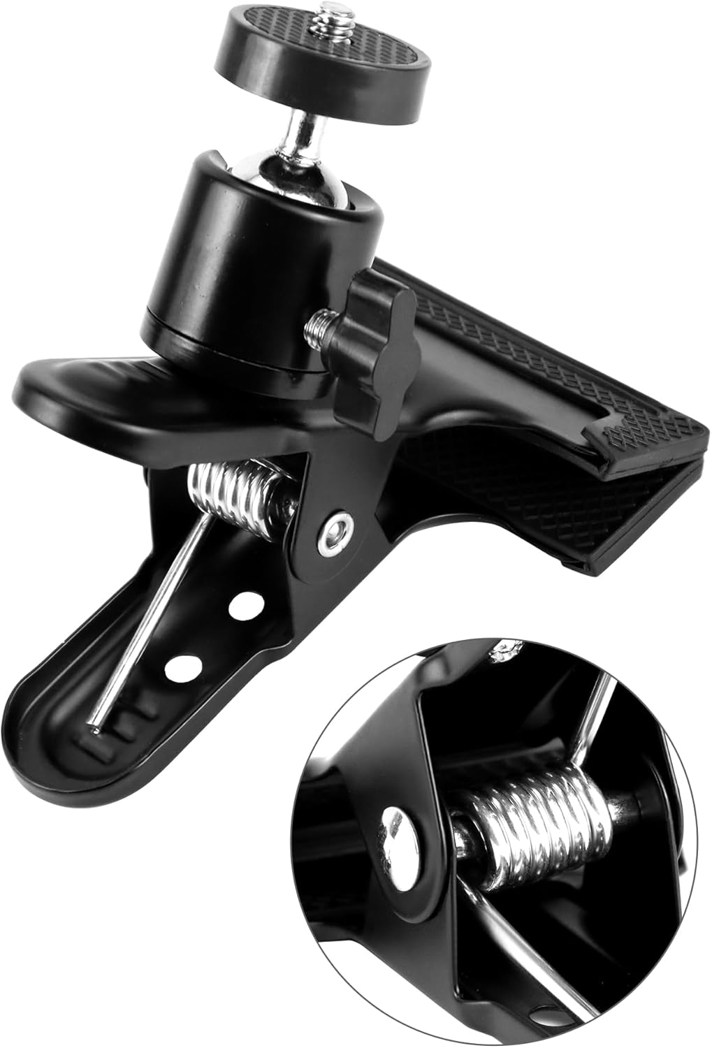 QWORK 4 Pack 360 Multifunctional Tripod Camera Clamp Flash Holder with Swivel Tripod Mini Ball Head, Black
