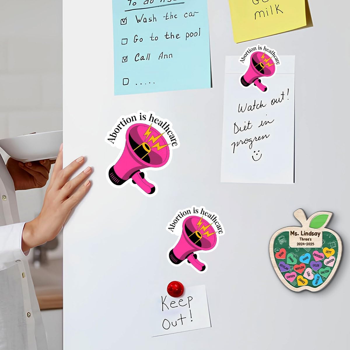 3 Pcs Abortion is Healthcare Vinyl Sticker, Pro Choice Megaphone Feminist Quote Die Cut Waterproof Sticker for Laptop
