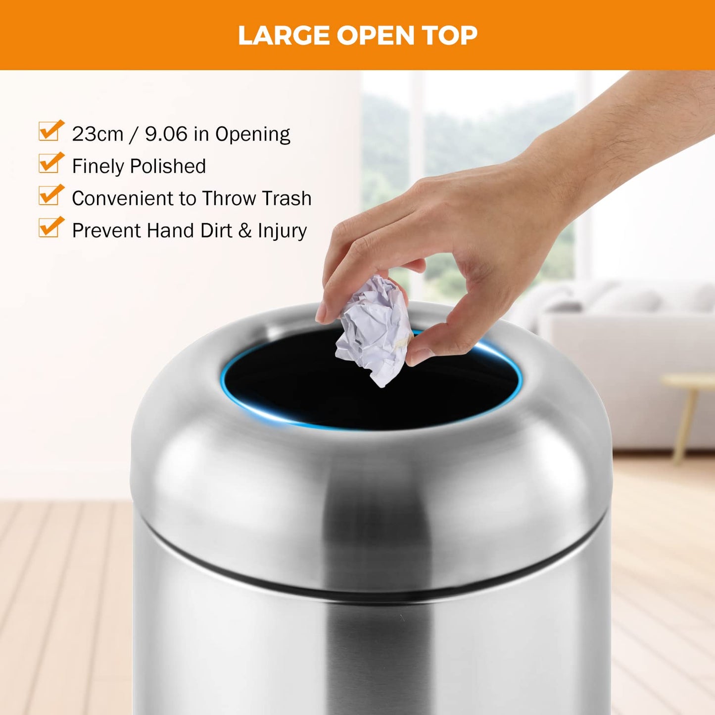 BEAMNOVA 15.8 * 15.8 * 35.5 in Black + 14.6 * 32.7 in Metallic Trash Can Stainless Steel Commercial Garbage Enclosure with Lid