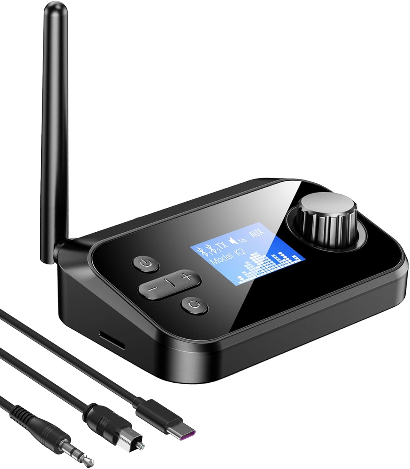 KAIY 3.5mm/Optical/TF Bluetooth Transmitter for TV Dual Headphones, Bluetooth Adapter for TV LCD Display Adjustable