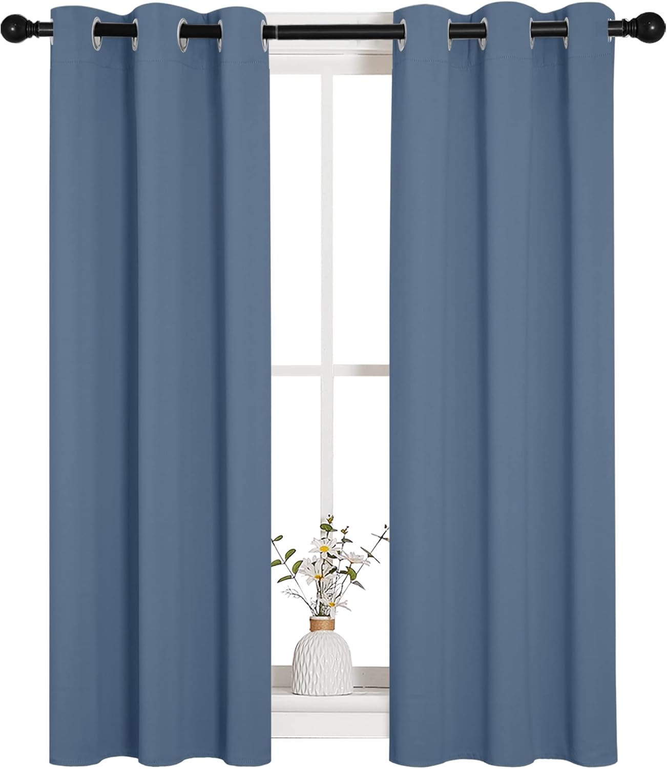 NICETOWN Thermal Insulated Blackout Curtains - Stone Blue, Set of 2, 29x40 Inches | Room Darkening Drapes