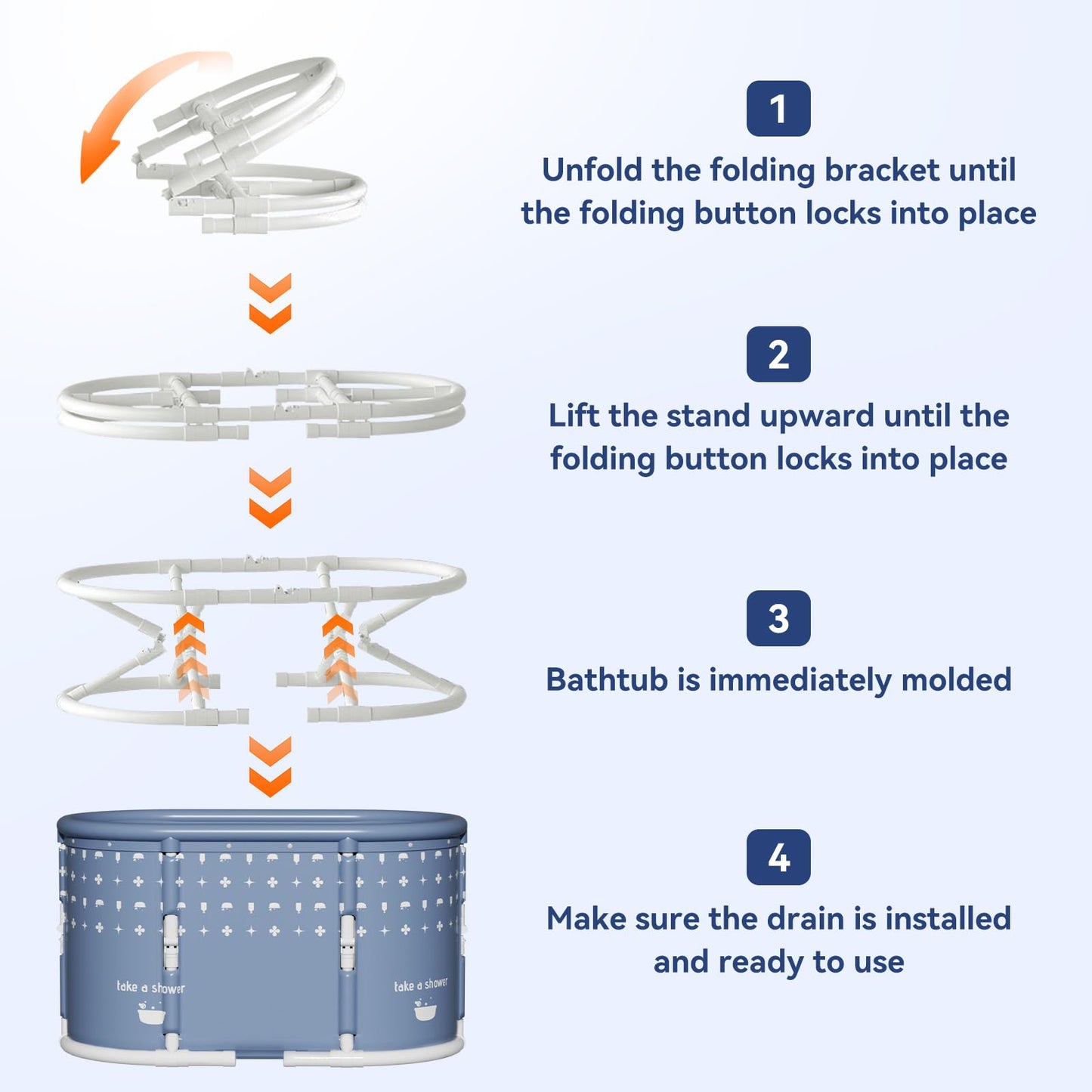 HLCZLUZ Portable Bathtub, Foldable Bathtub No Installation, Freestanding Shower Bathtubs with Cushion, Collapsible SPA Soaking Bath Tub, Hot & Ice Bath Tub for Indoor Outdoor (Water Pattern Blue)