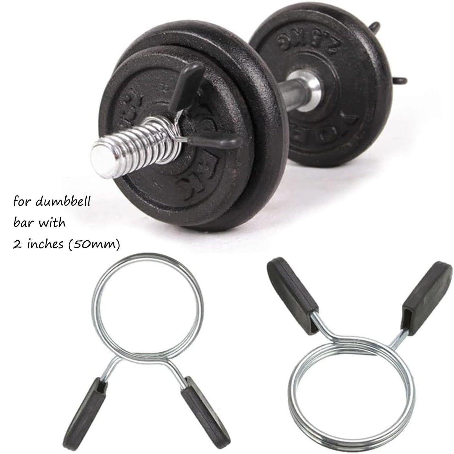EastyGold Barbell Spring Clip Dumbbell Circlip Collars Olympic Barbell Weight Bars Weightlifting Clamps Clips 2 Inches Lock Buckle for Fitness Exercise Strength Training Gym Accessory 1 Pair