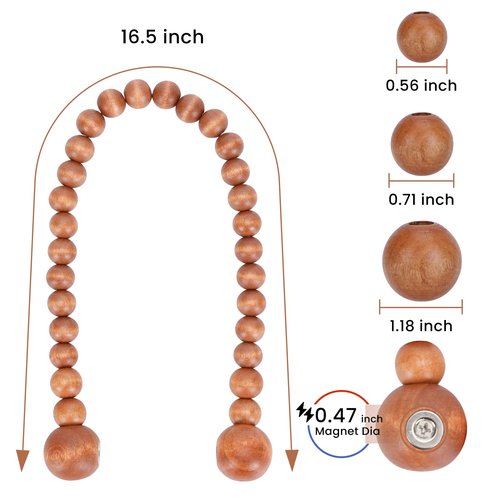 KLOGTSIND Magnetic Curtain Tiebacks, Curtain Tie Backs for Curtains 2 Pack, Wood Bead Curtain Tiebacks, Curtain Holders for Boho Bedroom Decor, Baby Nursery Decor, Farmhouse Decor