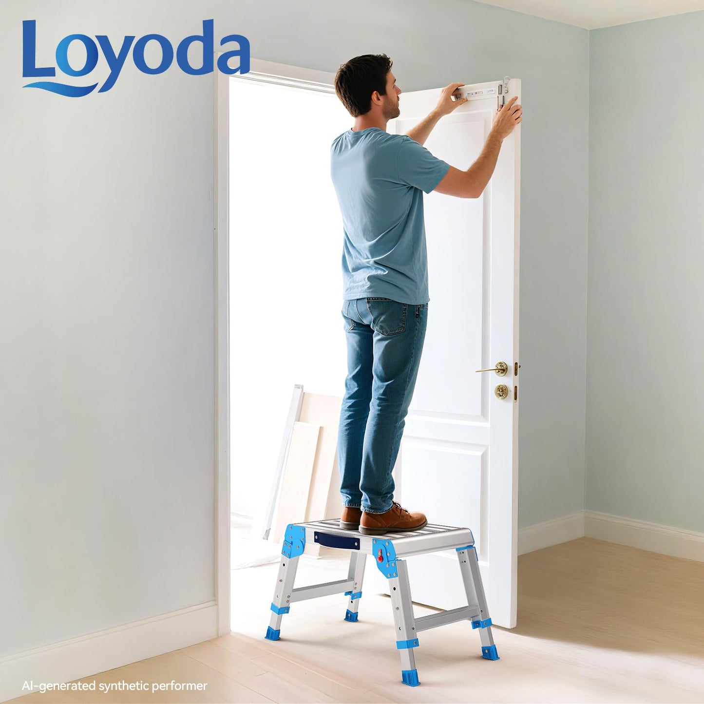 Loyoda Work Platform 440 Lbs, Folding Step Stool with One-Touch Automatic Fold, 3 Height Adjustment Step Platform, Perfect for RV Cleaning, Home Painting and Reaching High Places, Standard