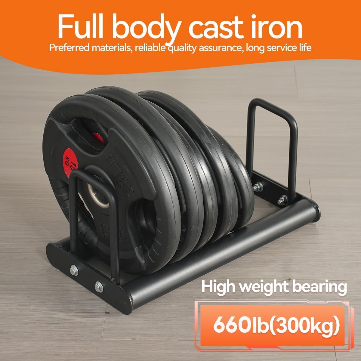 Weight Plate Rack for Home Gym - Weights Rack for Plates Use Singly or Combine Multiple Units | Olympic Weight Plate Rack Up to 660 LBS - New Model Bumper Plate Rack for Easy Plate Changes(1Unit)