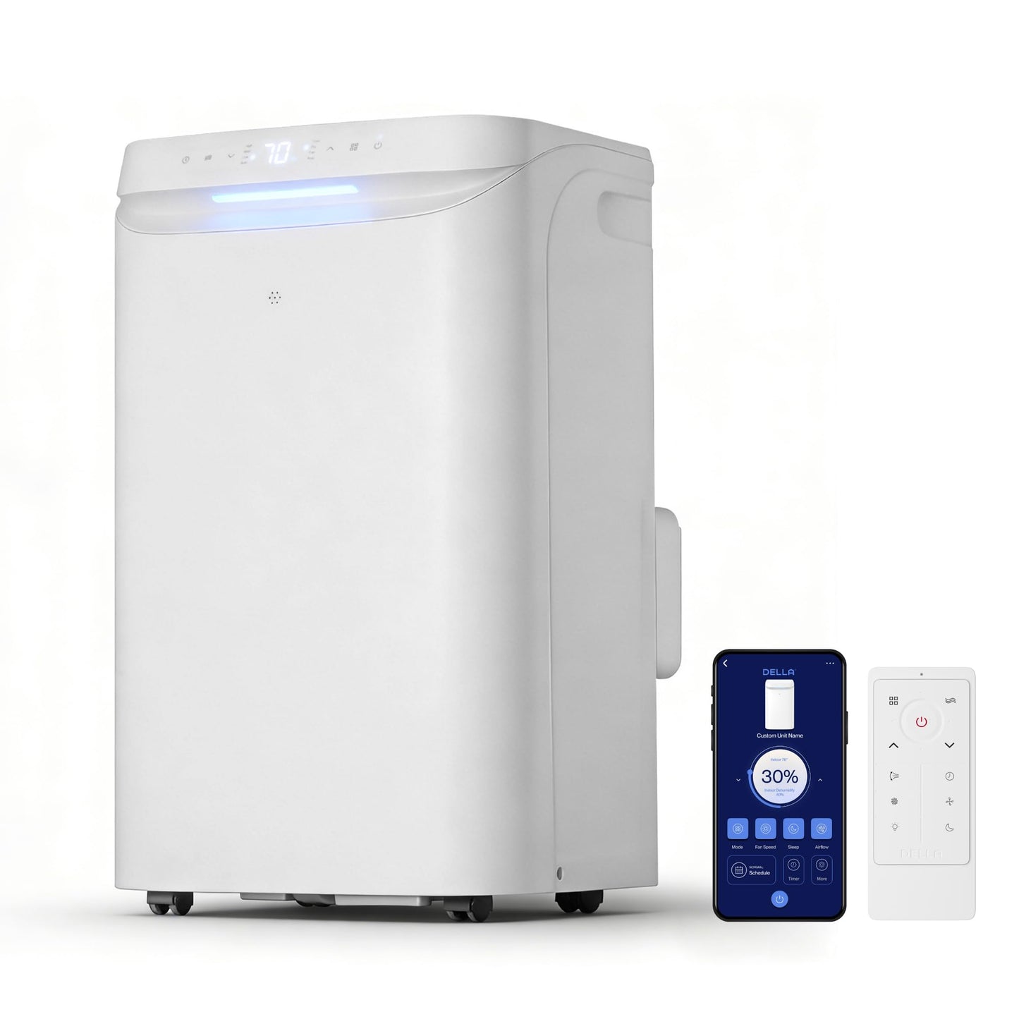 DELLA Sylro Series Smart Portable Air Conditioner, 14,000 BTU Drainage-Free Energy Efficient Cooling AC Units, 49dB Quiet for Bedroom, WiFi App/Voice/Remote Control, Fits 20.5"–67.3" Windows