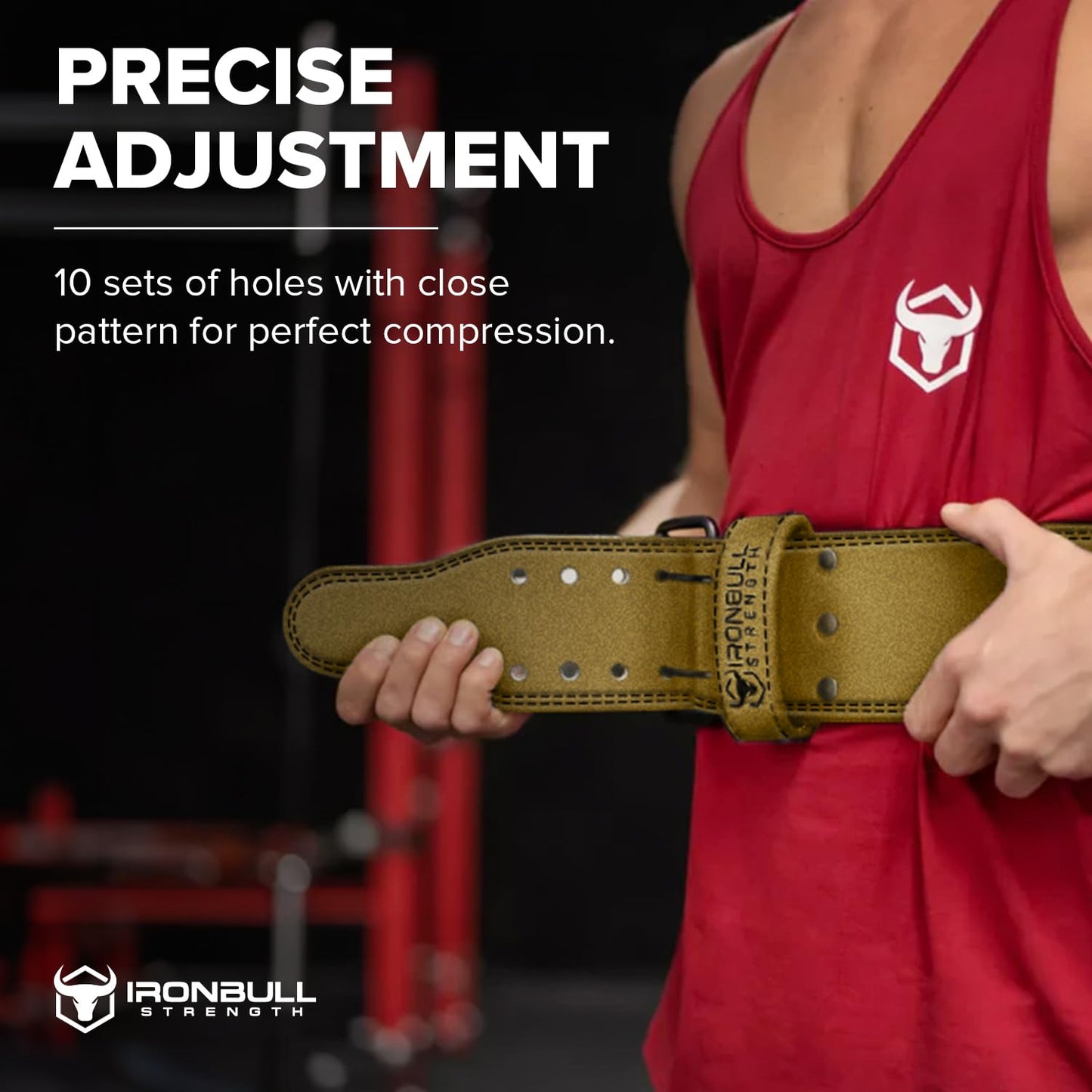 PowerLifting Belt - 10mm Double Prong - 4-inch Wide - Heavy Duty for Extreme Weight Lifting Belt (Green, Large)